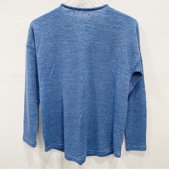 Soft Surroundings Valentina Zip Sweater Blue Textured Slub Jersey Knit Medium - Picture 3 of 10